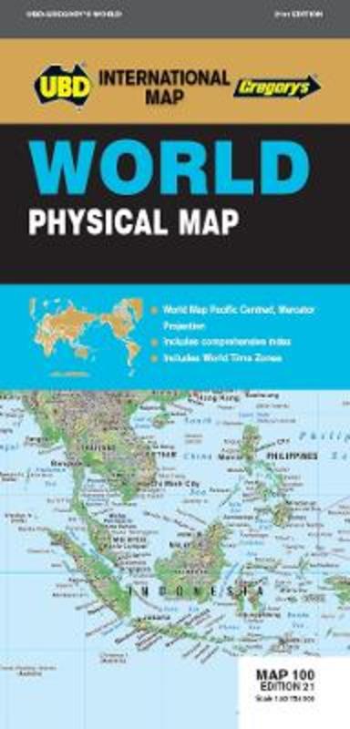 World Physical Map 100 21st ed by UBD Gregory's - 9780731930876