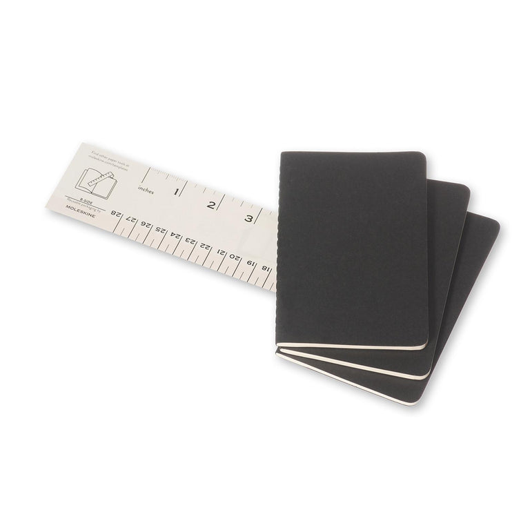 Cahier Notebook - Set of 3 - Ruled - Pocket - Black
