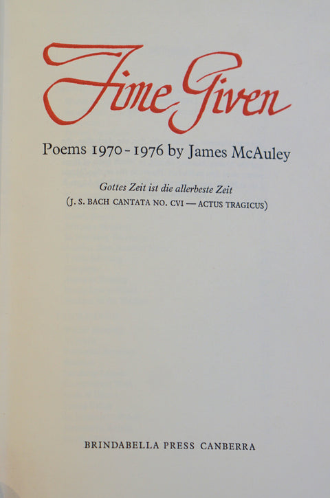 Time Given: Poems 1970-1976 (Deluxe Limited Edition)