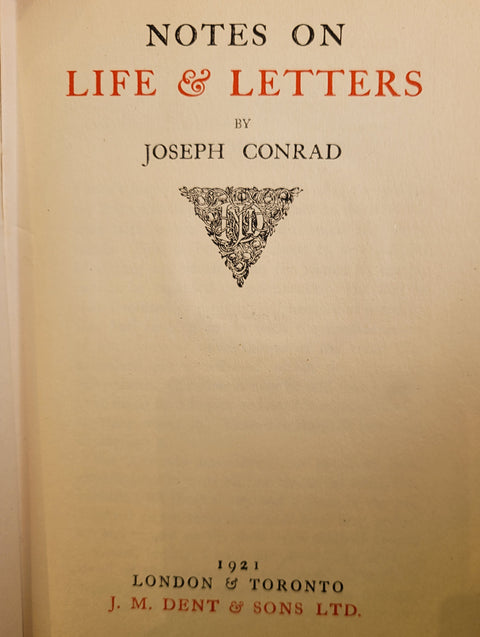 Notes on Life and Letters (First Edition)