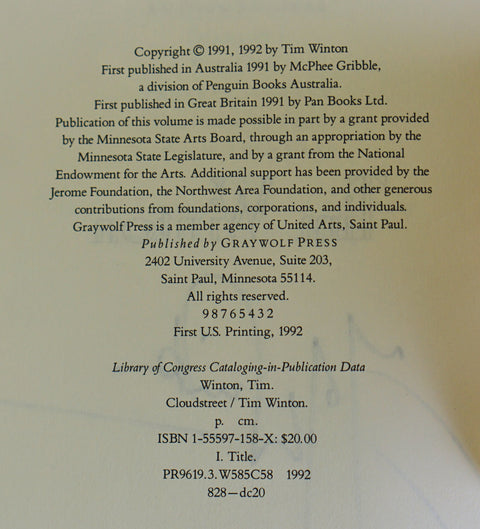 Cloudstreet (Signed First Edition)