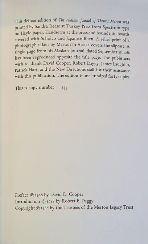 The Alaskan Journal of Thomas Merton (Deluxe Limited Edition)