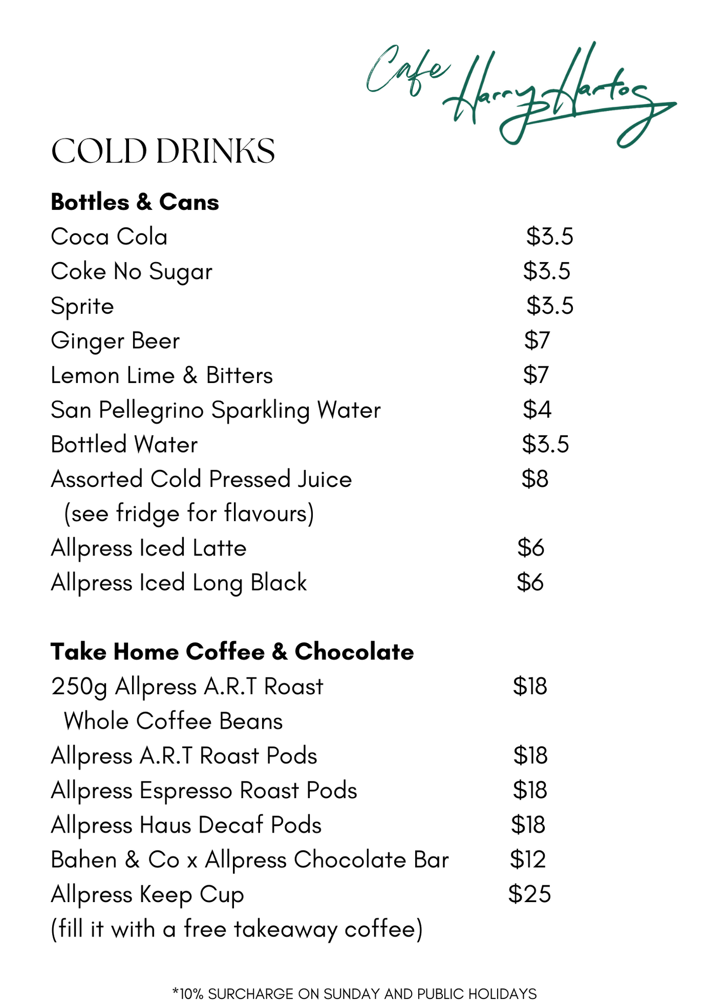 Café Harry Hartog Menu Harry Hartog Bookseller