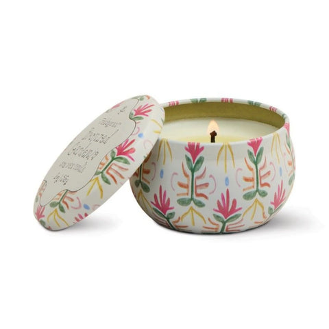 Tulip Printed Tin Candle - Bronzed Gardenia
