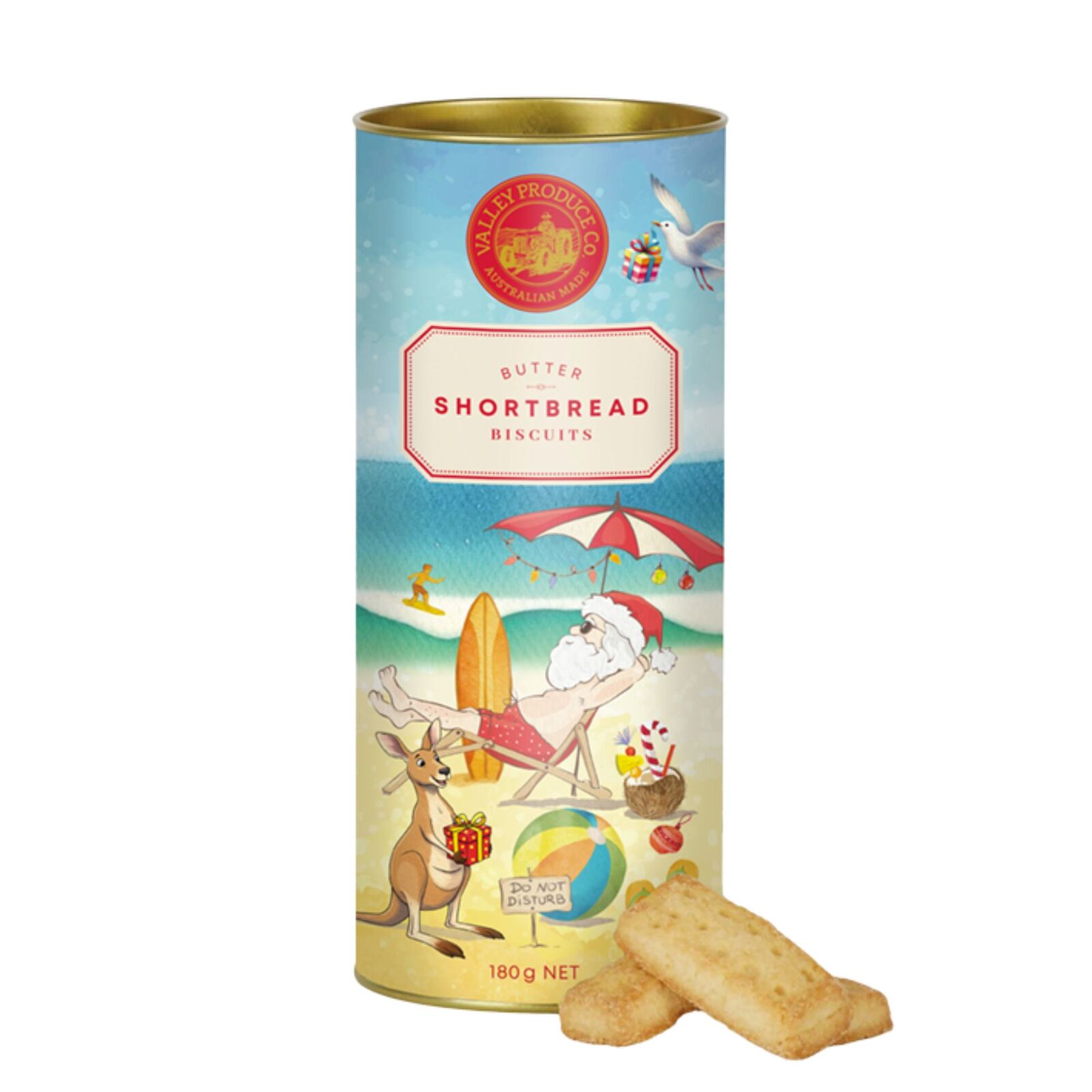 Santa on Beach Shortbread Biscuits 180g | Harry Hartog Bookseller