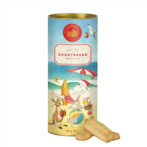 Santa on Beach Shortbread Biscuits | Limited Edition Christmas Tube