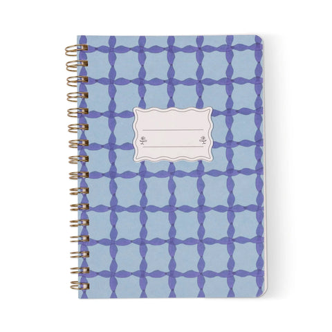 Blue Lattice Twinwire  Notebook - Medium