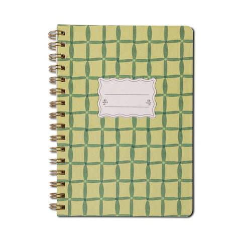 Green Lattice Twinwire Notebook - Medium
