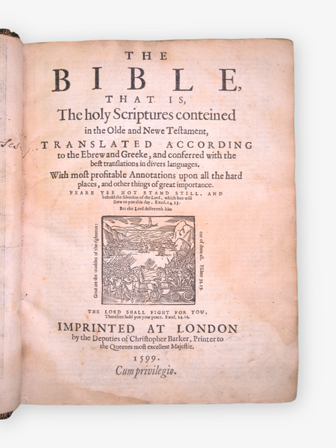 THE GENEVA BIBLE, or "Breeches" Bible, in two volumes, with the Scottish Metrical Psalter (c.1599 edition)