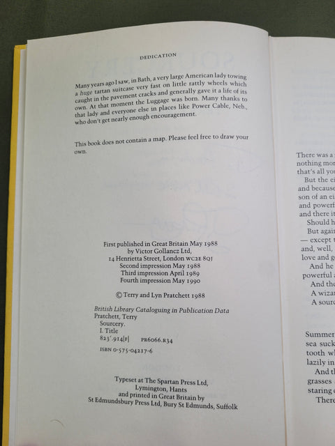 Sourcery: A Discworld Novel (Inscribed Fourth Impression)
