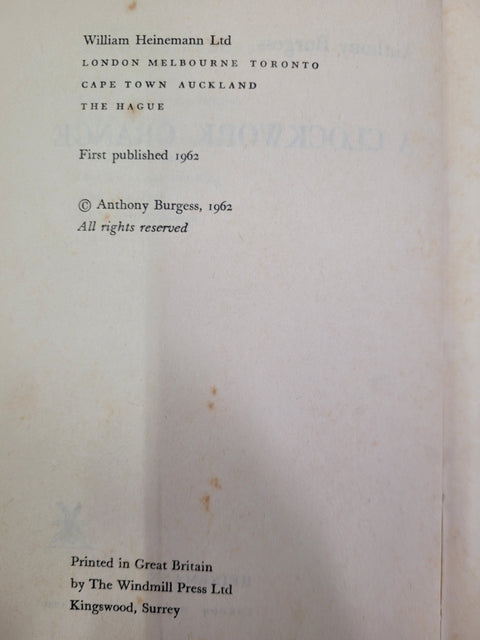 A Clockwork Orange (First Edition)