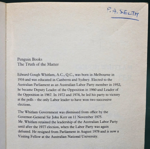 The Truth of the Matter (Signed First Edition)