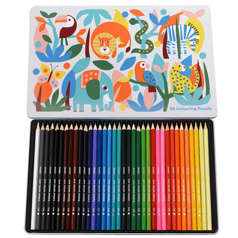 Tin 36 Colour Pencils Wild Wonders