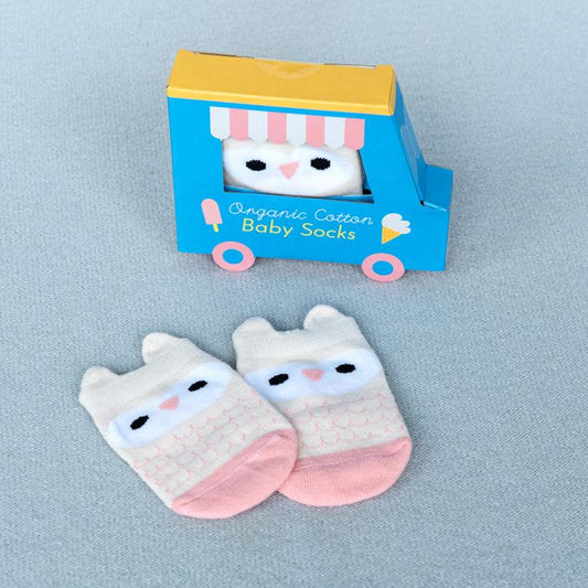 Pink Owl Pair of baby socks