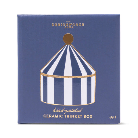 Navy Stripe Ceramic Trinket Box