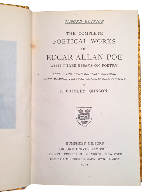 The Complete Poetical Works of Edgar Allan Poe: With Three Essays on Poetry (1919 Oxford Edition)