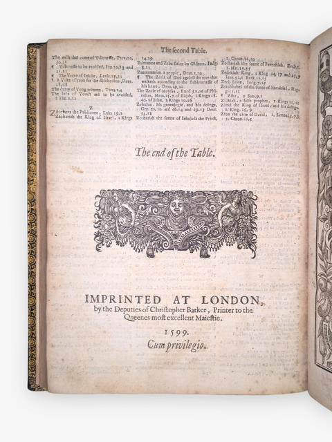 THE GENEVA BIBLE, or "Breeches" Bible, in two volumes, with the Scottish Metrical Psalter (c.1599 edition)