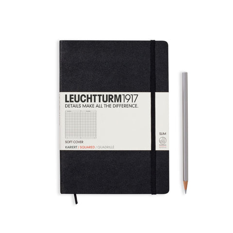 Medium Squared Black Notebook Softcover A5