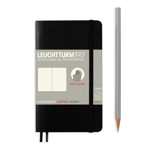 A6 Pocket Dotted Black  Soft Cover Notebook