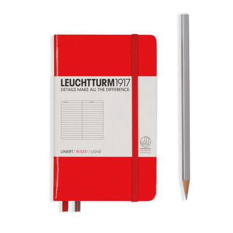 A6 Pocket Lined Red Hard Cover Notebook