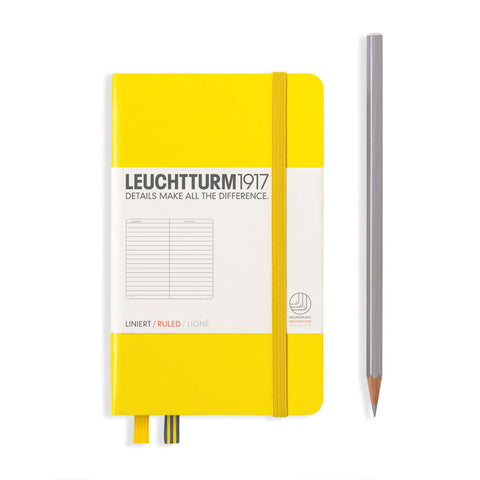 A6 Pocket Lined Lemon Hard Cover Notebook