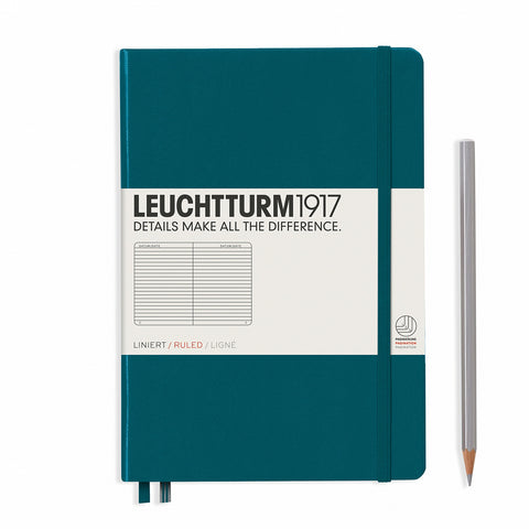 A6 Pocket Ruled Pacific Green Hard Cover Notebook