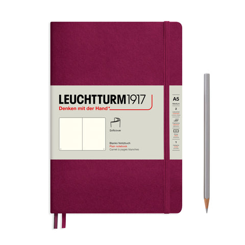 A5 Medium Plain Port Red Soft Cover Notebook