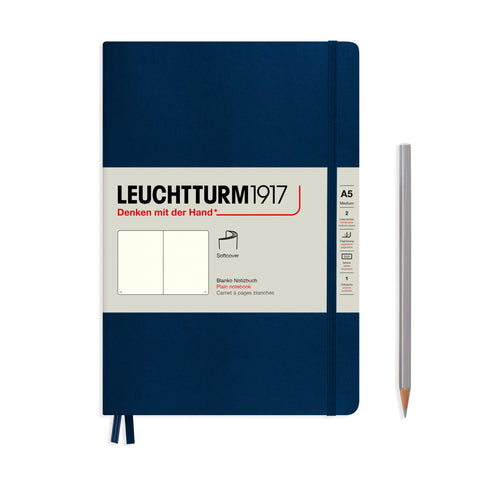 A5 Medium Navy Plain Soft Cover Notebook