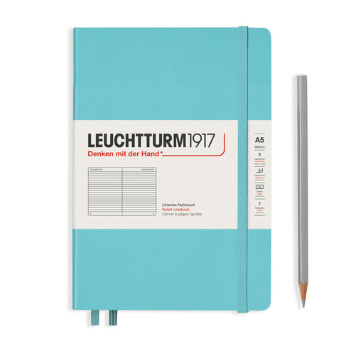 A5 Medium Lined Aquamarine Hard Cover Notebook