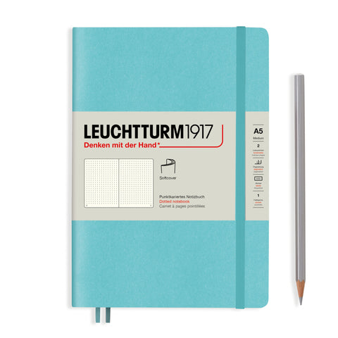 A5 Medium Dotted Aquamarine Soft Cover Notebook