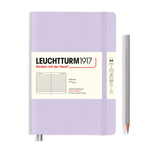Medium Lilac Lined Soft Cover Notebook A5