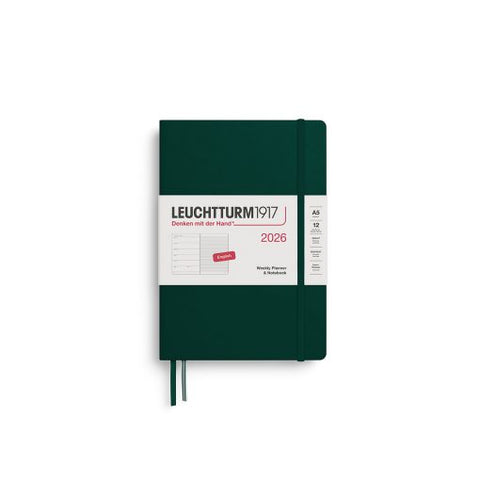 2026 Weekly Planner & Notebook | Medium (A5) | Hardcover | Forest Green