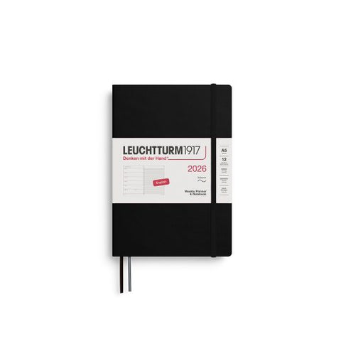 2026 Weekly Planner & Notebook | Medium (A5) | Softcover | Black