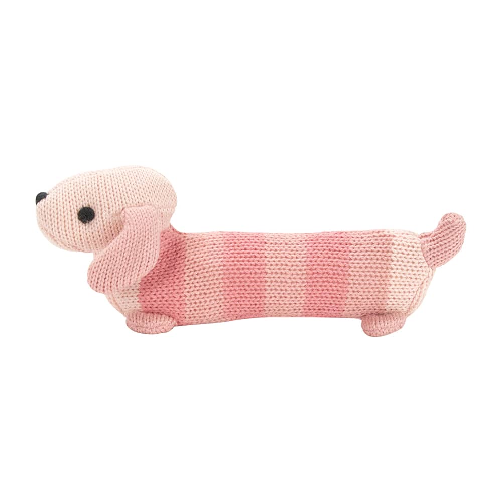 Knit Rattle - Dachshund Pink
