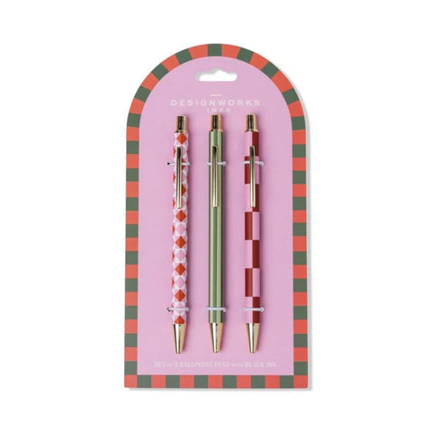 A Dopo Set Of 3 Pens - Diamond, Stripe, Check