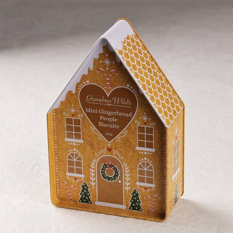 Gingerbread House Tin with Mini Gingerbread People Biscuits