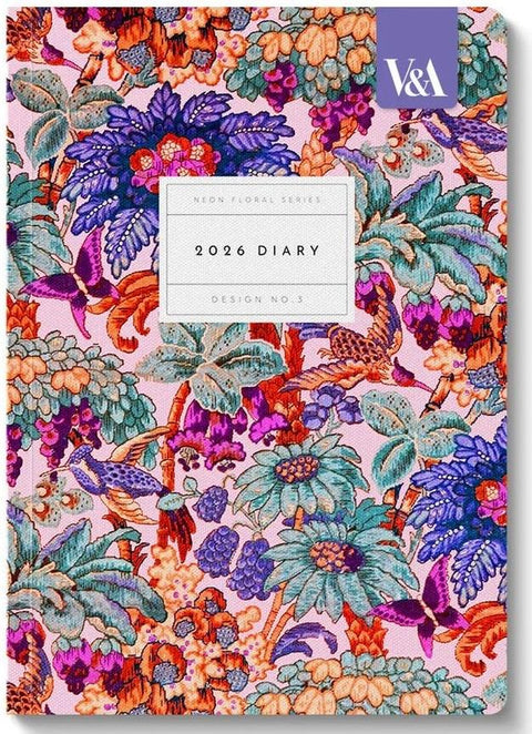 Neon Floral Coral Jungle A5 Diary 2026