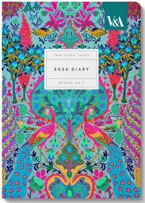 Neon Floral Peacock A5 Diary 2026