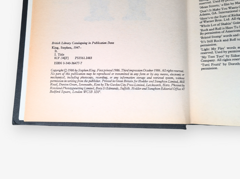 IT (First UK Edition, Third Impression)