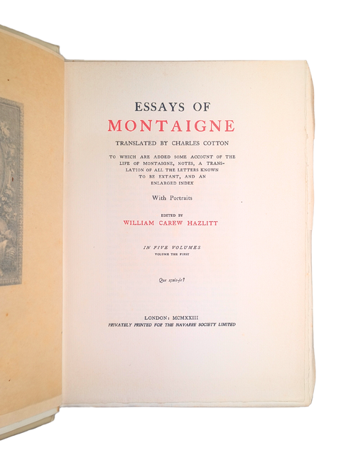 Essays of Montaigne (De Luxe Edition, First Copy Printed)