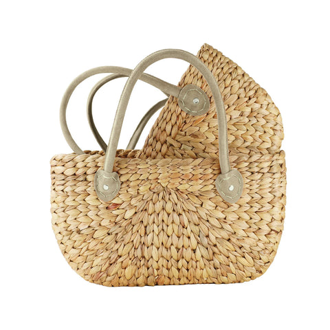 Small Harvest Basket - Sage Suede Handle