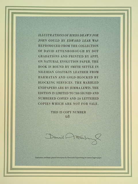 Illustrations of Birds for John Gould by Edward Lear (Folio Society Limited Edition)