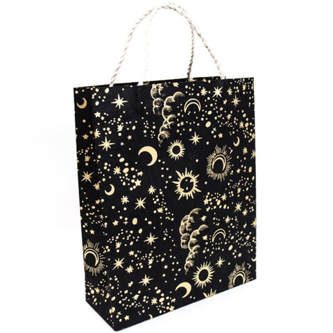 Sun Moon Stars Gold On Black Gift Bag Medium from Giftsland Vevoke - Harry Hartog gift idea