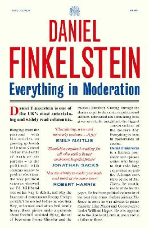 Everything in Moderation by Daniel Finkelstein - 9780008356613