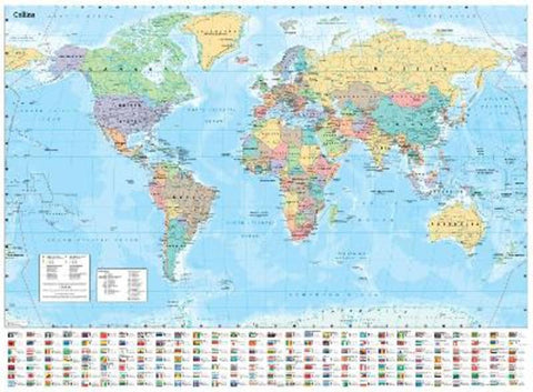 Collins Large World Wall Paper Map (70 x 91.5 cm) by Collins Maps - 9780008712570