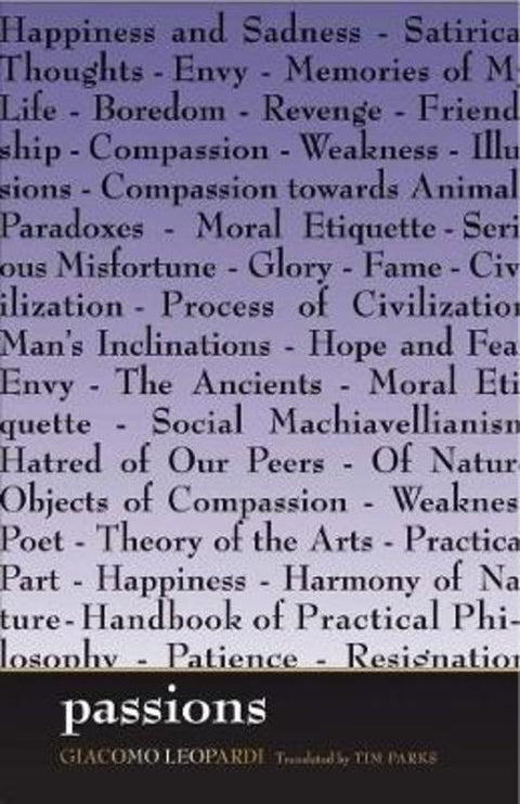 Passions by Giacomo Leopardi - 9780300186338