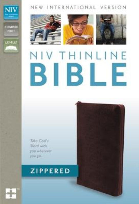 NIV, Thinline Bible Zippered, Bonded Leather, Burgundy by Zondervan - 9780310404842