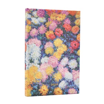 2026 Monet's Chrysanthemums Mini 12-month Horizontal Hardcover Flexi Planner (Elastic Band Closure)
