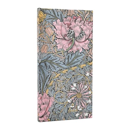 2026 Morris Pink Honeysuckle (William Morris) Slim 12-month Horizontal Hardcover Flexi Planner (Elastic Band Closure)