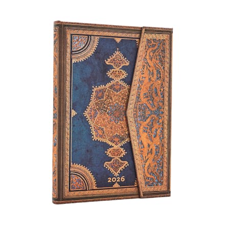 2026 Safavid Indigo (Safavid Binding Art) Midi 12-month Verso Hardcover Flexi Planner (Wrap Closure)